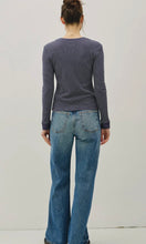 Ismael Charcoal Blue Stitched Thermal Henley Neck Top