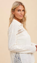 Franklin Ivory Lace Back Slub Button Down Knit Shirt