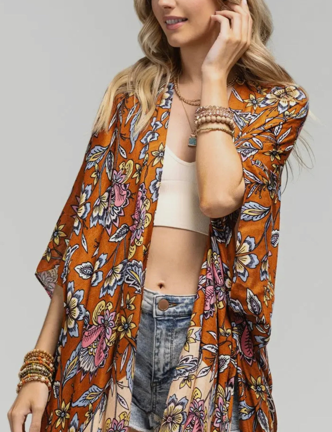 Aluna Garden Floral Print Kimono