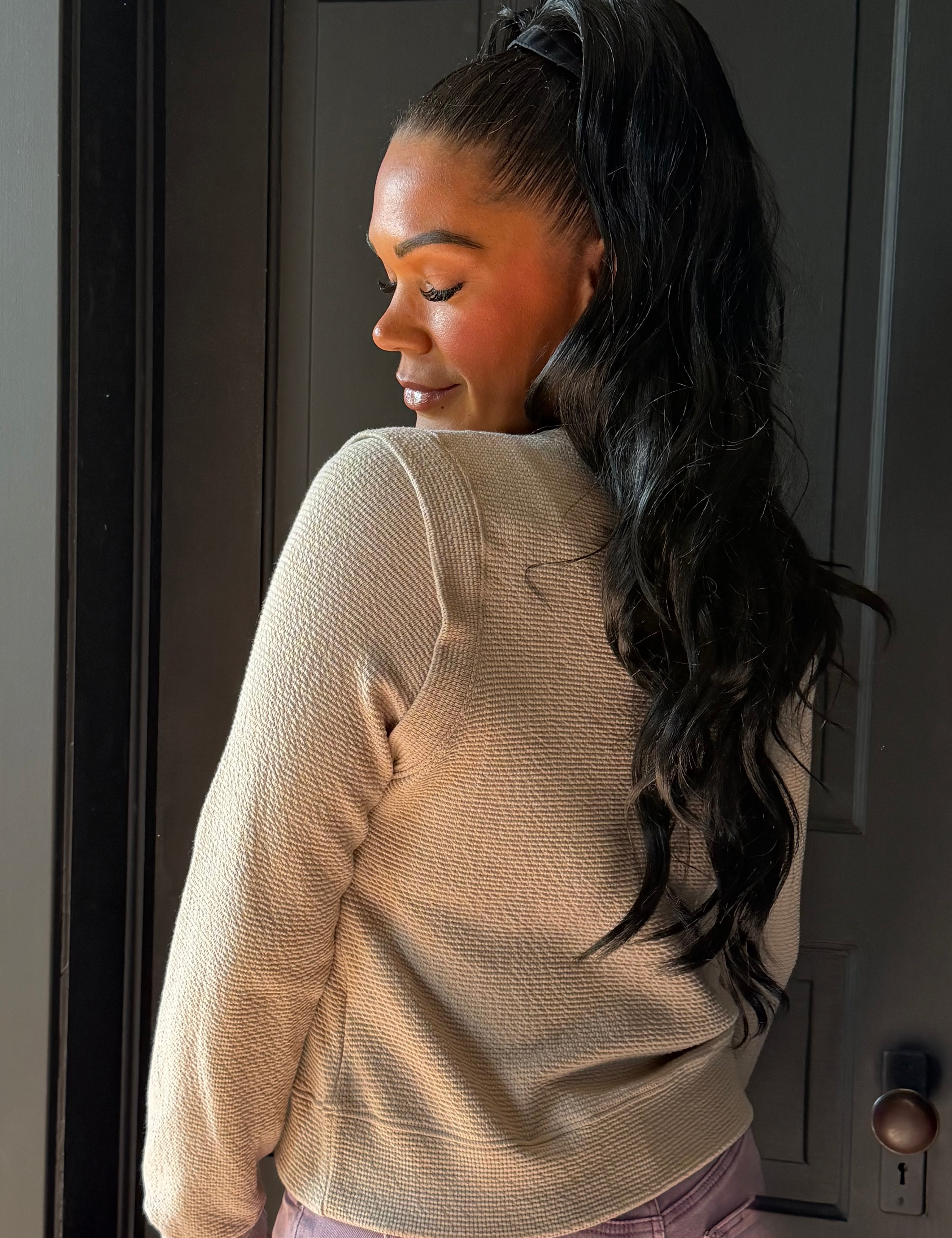 Odessa Round Neck Cloudy Knit Long Sleeve Top