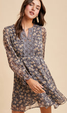 Leandra Midnight Daffodil Floral Lace Inset Mini Dress