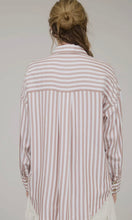 Nora Brown Stripe Collared Button Down Long Sleeve Shirt
