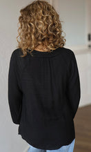 Maurice Black V-neck Ruffle Long Sleeve Blouse