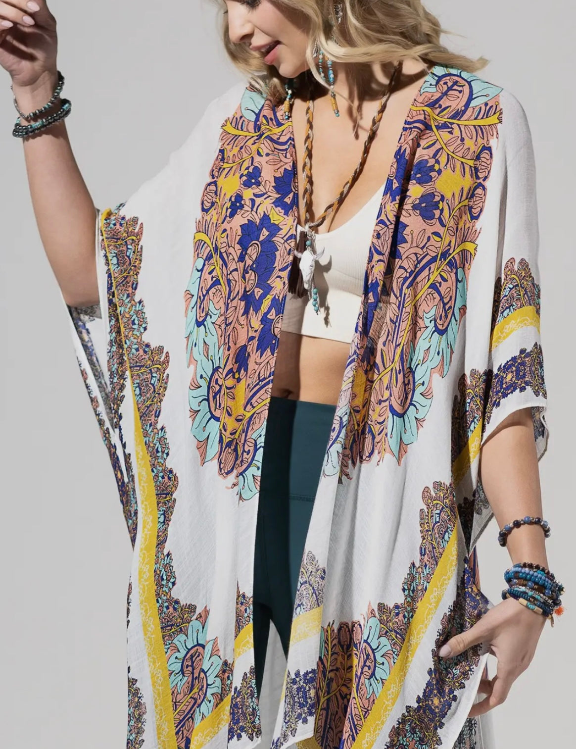 Awina White Mandala Kimono