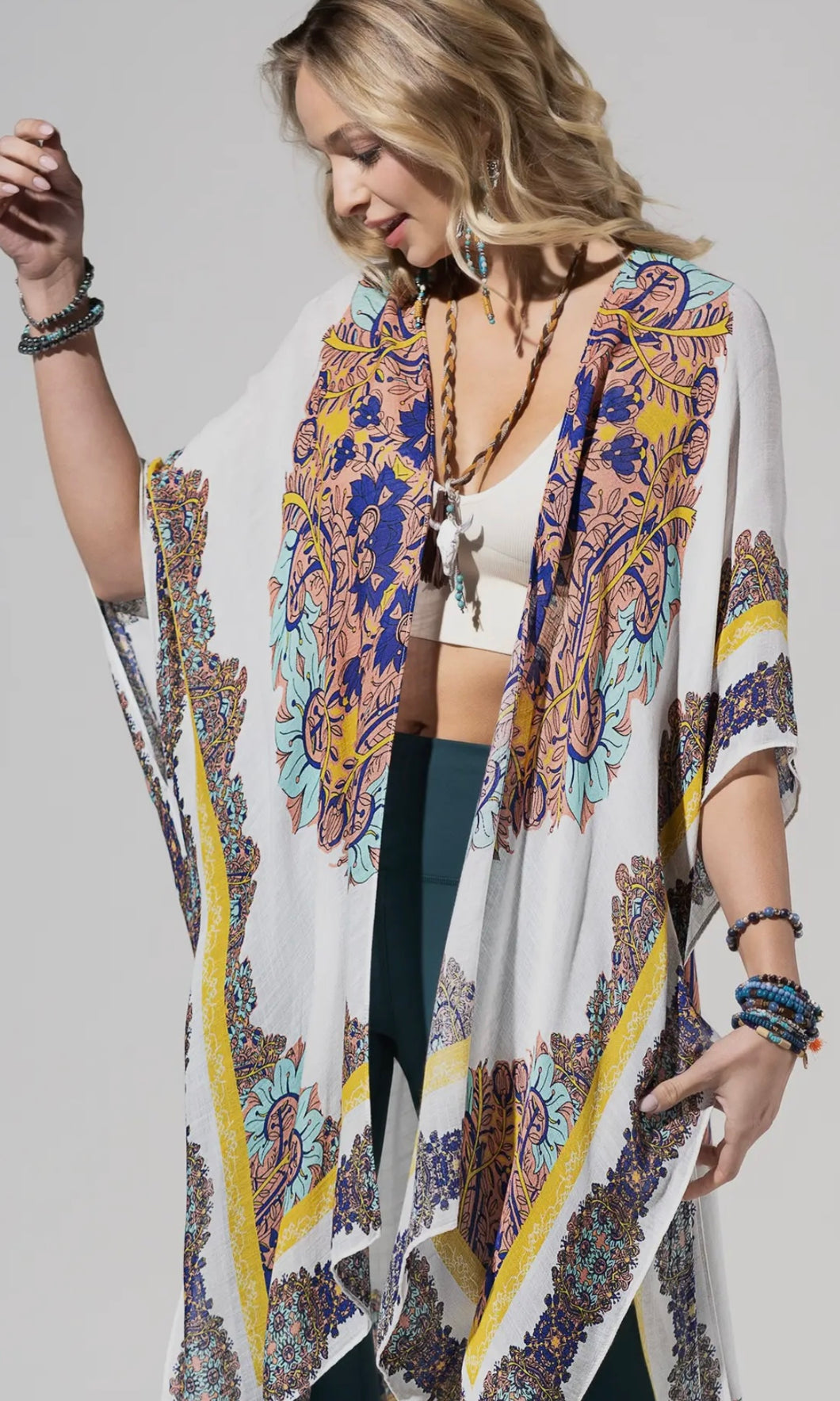Awina White Mandala Kimono