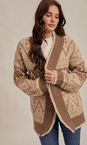 Mabel Patterned Open Sweater Cardigan