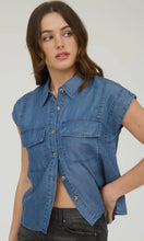 Lina Chambray Collared Pocket Flap Button Down Shirt
