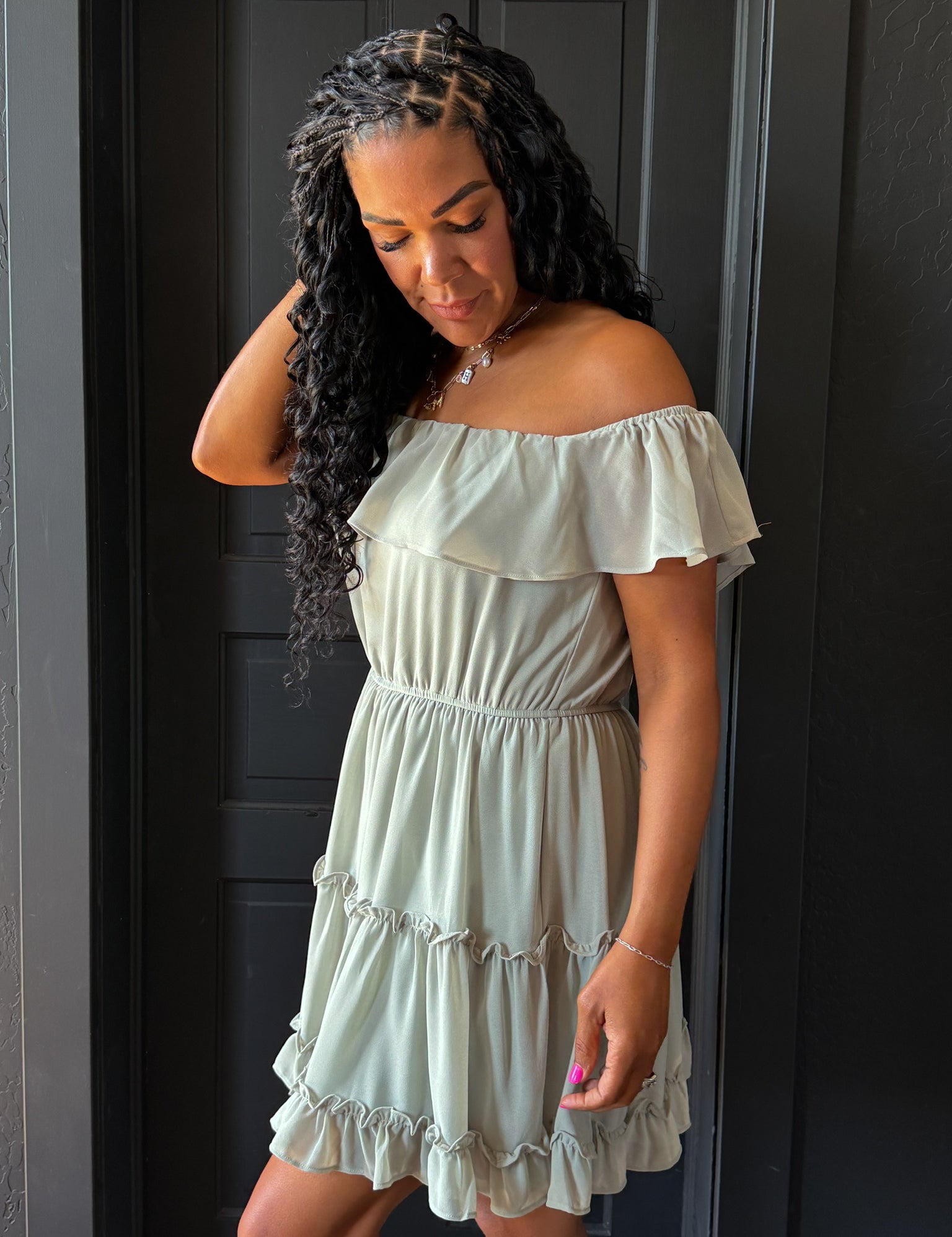 Kaden  Off Shoulder Ruffled Mini Dress