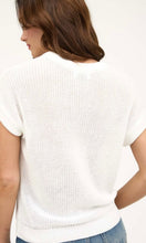 Era White Sheer Knit Crewneck Batwing Sweater Top