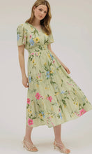 Lillie Sage Floral Short Sleeve Tiered Midi Dress