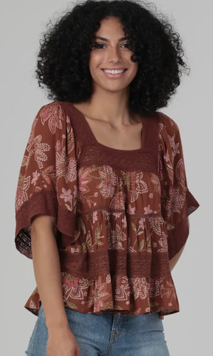 Rayan Lace Trim Tiered Blouse