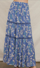 Kourtney Blue Floral Tiered Maxi Skirt with Sequin Detail