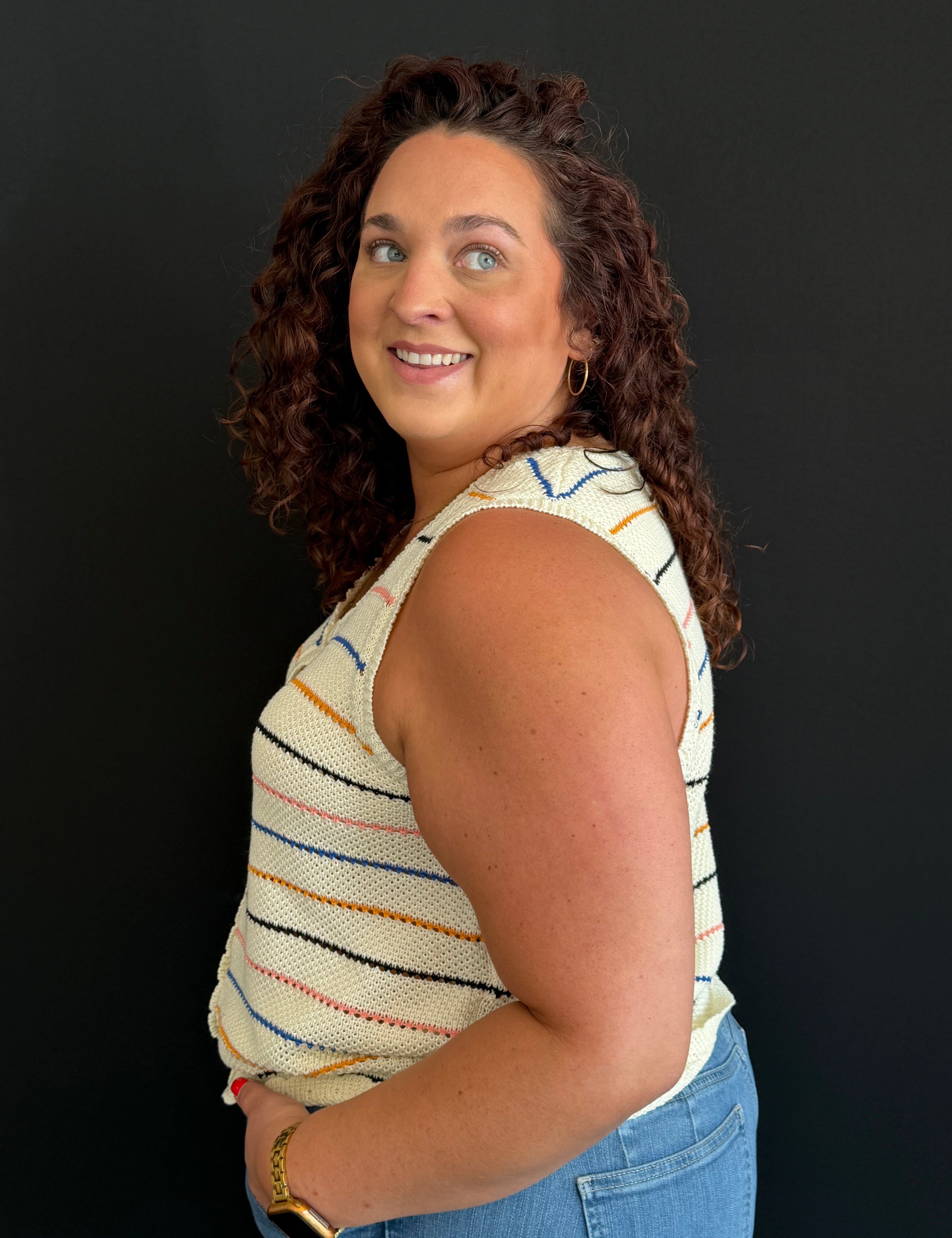 Lane Plus Size Stripe Knit Sleeveless Top Stripe Knit Sleeveless Top