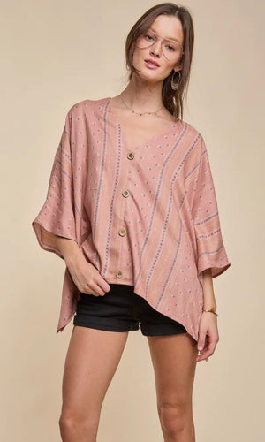 Ariella Mauve Aztec Print Dolman Sleeve Top