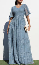 Linda Blue Smocked Top Lace Maxi Dress