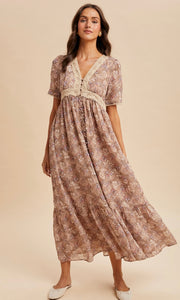 Ruby Lace Trim Button Down Maxi Dress