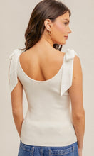 Elena Off White Shoulder Satin Tie Sweater Knit Sleeveless Top
