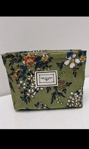 Posey Corduroy Flower Pattern Zipper Makeup Bag