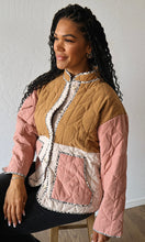 Maple Color Block Quilted Button Down Jacket
