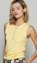 Demi Pineapple Ruffle Detail Sleeveless Top with Front Pocket