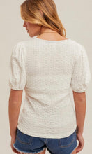 Franco Scoop Neck Bubble Sleeve Texture Knit Tee