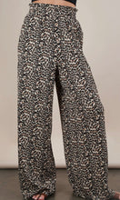 Maeve Mocha Leopard Print & Solid Wide Leg Pleated Pants