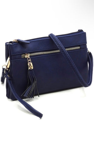 Emma Navy Fashion Double Compartment Clutch Cross Body Bag