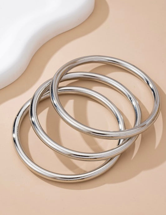 Chunky Triple Tube Bangle Set
