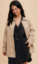 Jolene Almond Embroidery Utility Shacket