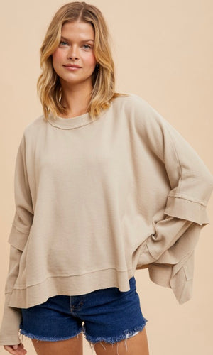 Bonnie Oatmeal Crew Neck Top