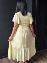 Artiste Lemon Water Satin Empire Smocked Midi Dress
