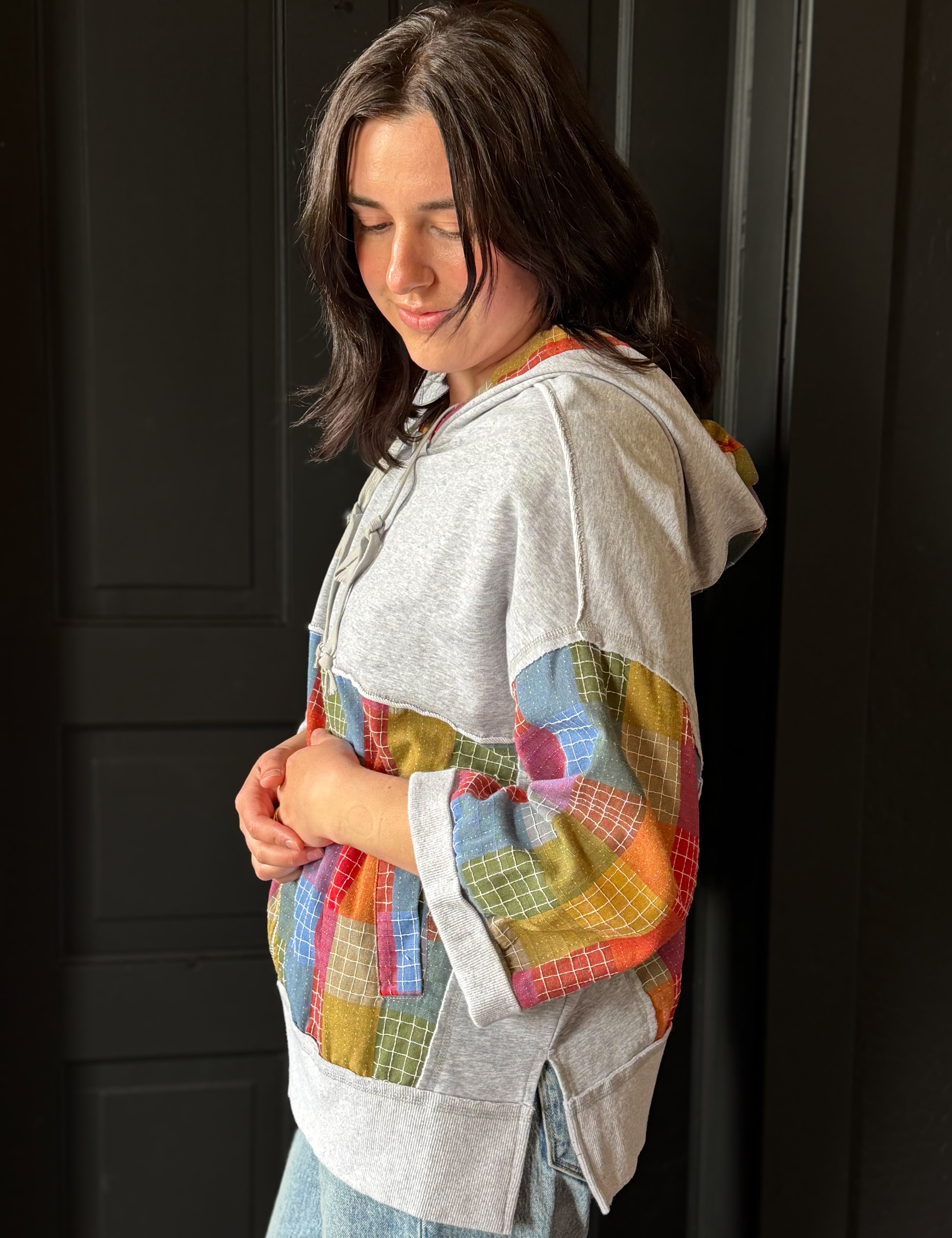 Harrison Patchwork Checker Zip Up Hoodie