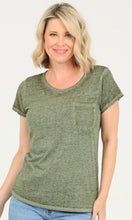 Charlina Olive Burnout 1 Pocket T-shirt