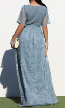 Linda Blue Smocked Top Lace Maxi Dress