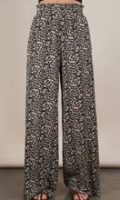 Maeve Mocha Leopard Print & Solid Wide Leg Pleated Pants