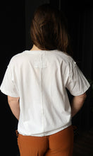 Nicholas White Washed Raw Edge V Neck Short Sleeve Knit Top