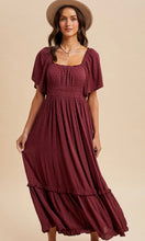Lilith Cherry Laquer Swiss Dot Flutter Sleeve Maxi