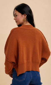 Della Camel Mock Neck Knitted Pullover Sweater