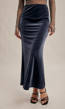 Juno Lake Blue Pull On Velvet Maxi Skirt