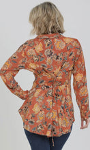 Guillermo Button Front Hi Lo Lace Up Back Printed Shirt