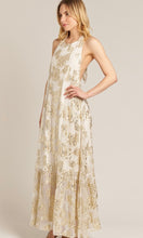 Ariba White Gold Halter Neck Maxi Dress