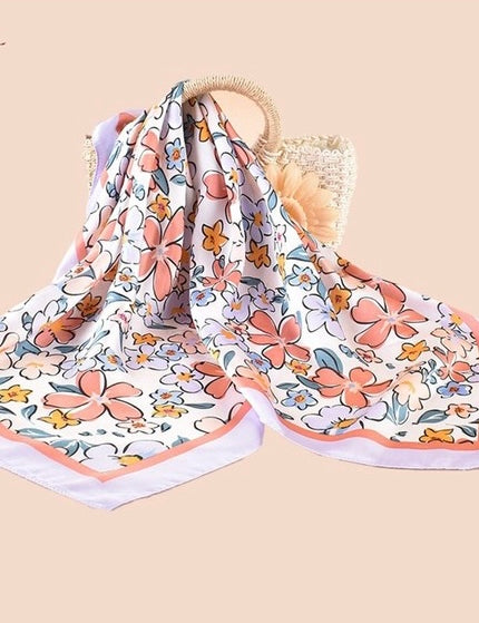 Eli Floral Tie Bag Headband Faux Silk Scarf