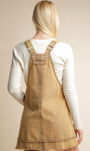 Pia Mocha Washed Denim Overall Mini Dress