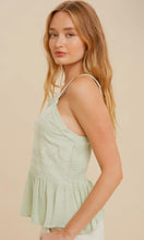 Deacon Mint Seafoam Embroidered Strappy Tank