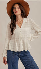 Marissa Off-White Flowy Button Down Texture Knit Blouse
