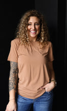 Nina Bronze Brown Cotton Jersey V-Neck T-Shirts