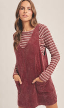 Naomi Washed Raspberry Snow Wash Corduroy Pinafore Dress