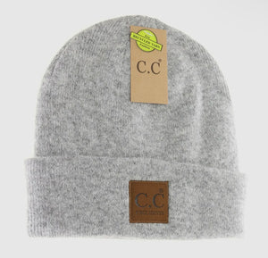 Soft Ribbed Leather Patch C.C. Beanie
