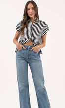 Erwin Navy Stripe Tap Sleeve Button Down Shirt