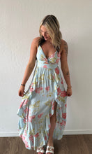 Olva V Neck Twist Front Cut Out Ruffle Slits Maxi Dress